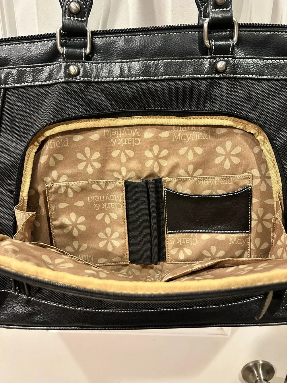 Laptop Tote Bag Black Leather Classic Women’s Work Carry All Bag